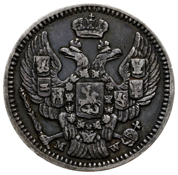 20 kopiejek = 40 groszy 1850, Warszawa; bez jagó