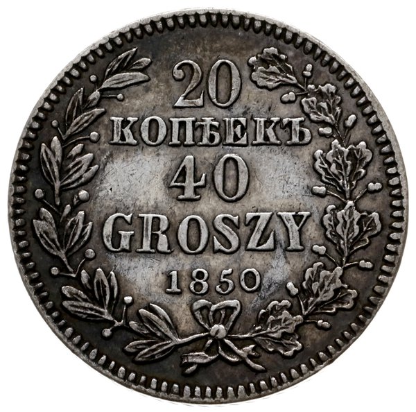 20 kopiejek = 40 groszy 1850, Warszawa
