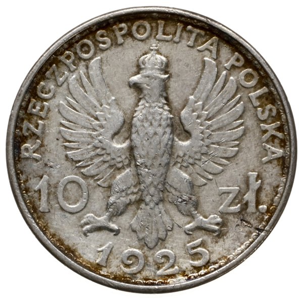 10 złotych 1925, Warszawa; popiersie kobiety i m