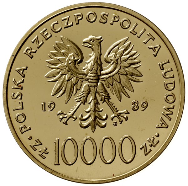 10.000 złotych 1989, Warszawa, Jan Paweł II /popiersie w lewo na tle kratki/