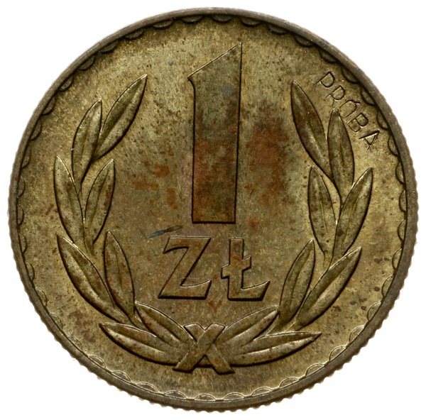 1 złoty 1949, Warszawa; na rewersie wklęsły napi