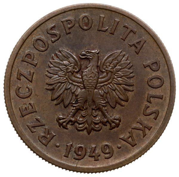 50 groszy 1949, Warszawa; na rewersie wklęsły na