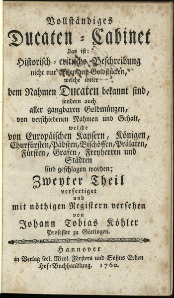 Köhler, Johann Tobias - Vollständiges Ducaten-Ca