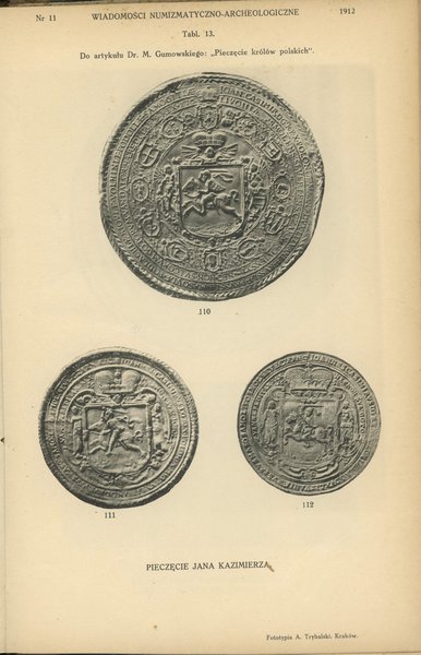 Wiadomości Numizmatyczno-Archeologiczne 1912, zeszyty 1-12. kompletny rocznik