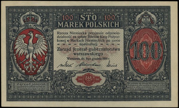 100 marek polskich 9.12.1916, jenerał, seria A, numeracja 1042727