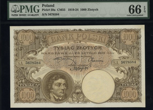 1.000 złotych 28.02.1919, seria A, numeracja 5678584