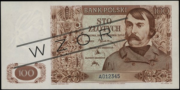 100 złotych 15.08.1939, seria A, numeracja 01234