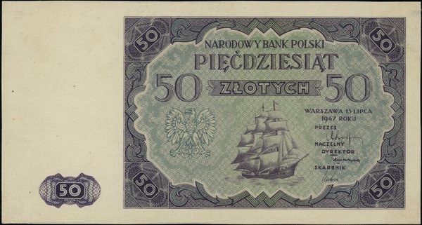 50 złotych 15.07.1947, bez oznaczenia serii ani 