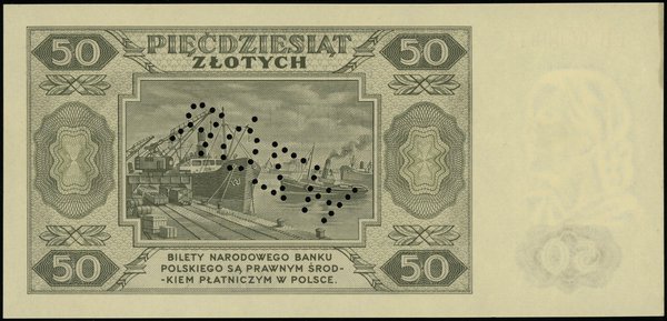 50 złotych 1.07.1948, seria EB, numeracja 0000014, bez nadruku, pefroracja WZÓR