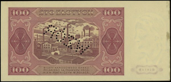 100 złotych 1.07.1948, seria KR, numeracja 00000