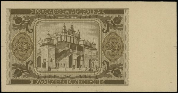 20 złotych bez daty (po 1956 r.) projektu Ryszarda Kleczewskiego, wykonane w PWPW
