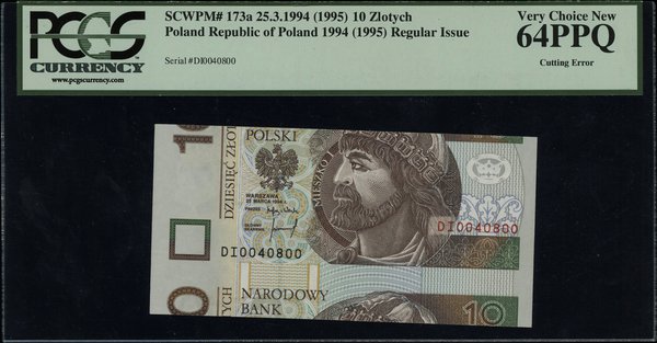 10 złotych 25.03.1994, seria DI, numeracja 00408
