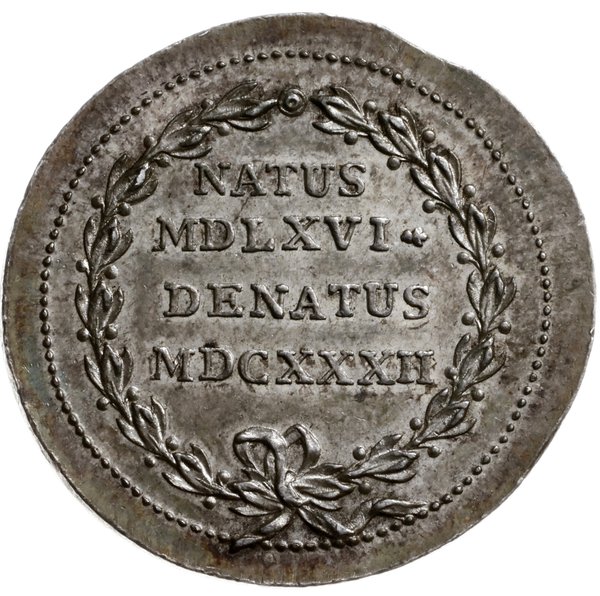 medal wybity z okazji śmierci króla autorstwa C. Enhorninga 1632 r, Aw: Popiersie Zygmunta III w prawo, na ramieniu inicjał medaliera litera E, wokoło napis SIGISMUND D G REX SVEC POL, Rw: Napis w wieńcu  NATUS / MDLXVI / DENATUS / MDCXXXII, Chełmiński 212, Czapski 7551, Racz. 87, srebro 6.56 g, 24 mm, piękny