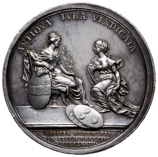 medal z 1773 roku autorstwa Krafta wybity z okazji przyłączenia Galicji i Lodomerii do Austrii