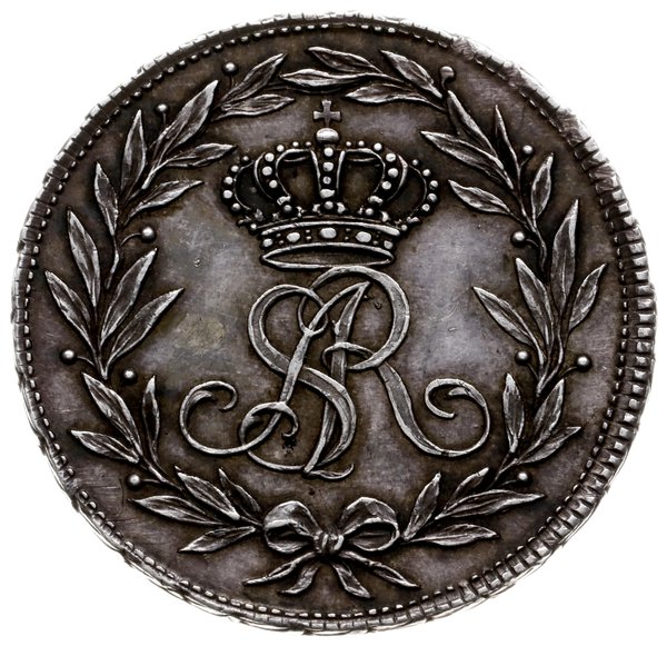 medal nagrodowy -SOLERTI - Zręcznemu, (ok 1770 r.), niesygnowany, Aw: W wieńcu laurowym monogram królewski SAR, nad nim korona, Rw: W wieńcu dębowym węgielnica, dłuto i rylec ułożone w czworobok, pośrodku napis SO-LER-TI,  srebro 26 mm, 6.77 g., Więcek 21, H-Cz. 3389 (R1), Racz. 502, na obrzeżu ornament liściasty, ładnie zachowany, patyna. Medal został ustanowiony przez króla pod koniec lat 60-tych z przeznaczeniem dla wyróżniajacych się artystów plastyków, a szczególnie dla rzeźbiarzy