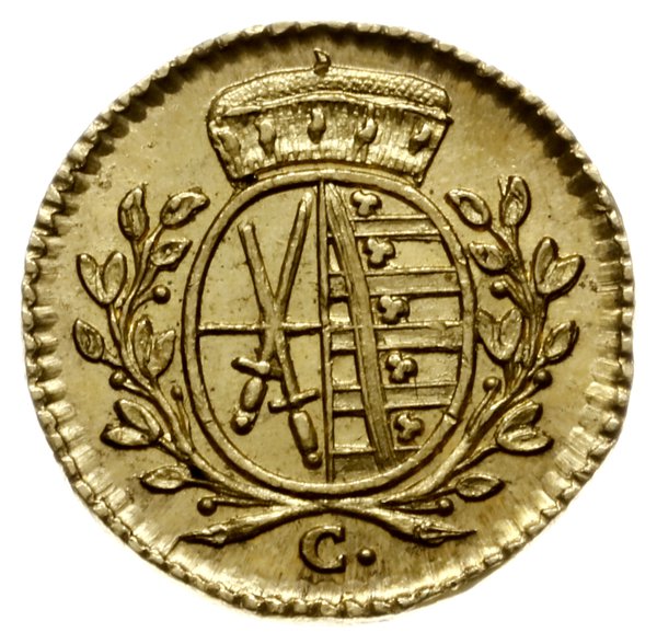 ćwierć dukat - odbitka 1 fenig w złocie 1765 C, Drezno