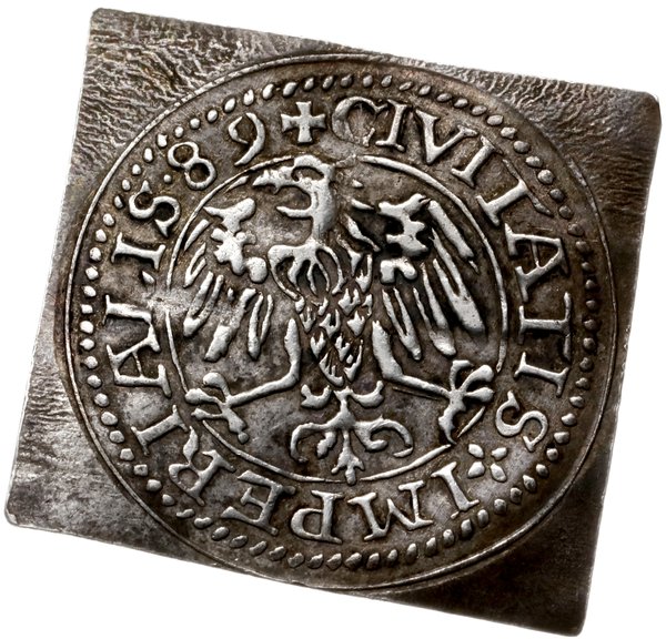 klipa szeląga miejskiego 1589; HMZ 2-1130n; sreb