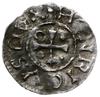 denar 995-1002, mincerz Theuda; Krzyż z kółkiem, dwiema kulkami i trójkątem w kątach / Dach kaplic..