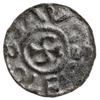 denar 1097-1107, mennica Wrocław; Aw: Krzyż w formie swastyki, BOLEXSLAVS; Rw: Głowa z perełkową f..