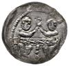 denar z lat 1146-1157; Aw: Rycerz stojący na wprost z proporcem i tarczą w dłoniach, po bokach kul..