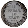 1 1/2 rubla = 10 złotych 1833 Н-Г, Petersburg; krzyżyk nad koroną nisko umiejscowiony; Bitkin 1083..