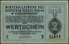 2 złote 1943-1944; numeracja 0151987, niewypełniony blankiet, na odwrocie stempel B. Ostaszewski /..