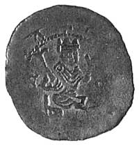 denar, Aw: Król na tronie i napis, Rw: Kobieta i wieża, C.667, 0,9 g.