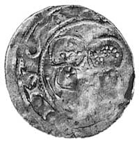 Henryk IV, denar, Aw: Głowa cesarza w koronie na wprost, po bokach krzyże i napis REX H.., Rw: Pop..