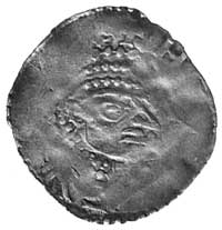 król Henryk II, hrabia Berthold, denar bity w latach 1002-1008, Aw: Głowa w diademie w prawo i nap..