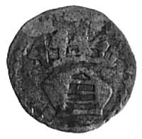 denar, Aw: Hełm, Rw: Orzeł, Kop.IV.a -rrr-, Gum.343, Paszkiewicz WN typ 3.23, 0,22 g., monety Łoki..
