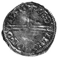 Etelred II, denar-naśladownictwo, Aw: Popiersie w lewo i napis AEDELRED REX ANGLO, Rw: Długi krzyż..