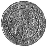 dukat 1590, Gdańsk, Aw: Popiersie i napis, Rw: H