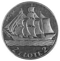 2 złote 1936, żaglowiec, srebro, 4,4 g. nie notowana w literaturze lustrzanka z napisem PRÓBA bity..