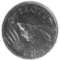 1 złoty 1924, Aw: Orzeł i napis, Rw: Głowa kobiety z kłosami i napis ESSAI, srebro, nakład 15 sztu..