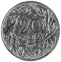 20 groszy 1938, Aw: Orzeł i napis, Rw: Nominał w