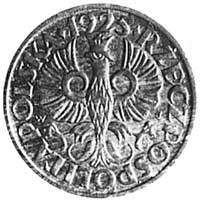 2 grosze 1925, awers jak moneta obiegowa, Rw: Na rysunku monety obiegowej data 27/X 26 i monogram ..
