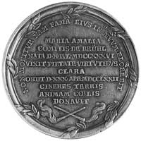 medal wybity w 1772 r. na zlecenie Jerzego Mniszcha z okazji śmierci żony, Aw: Dwie skrzyżowane pł..