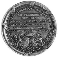 medal wybity w 1772 r. na zlecenie Jerzego Mniszcha z okazji śmierci żony, Aw: Dwie skrzyżowane pł..