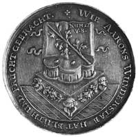 medal chrzcielny, sygnowany I K (Johann Kittel- koniec XVII w.), Aw: Ołtarz z otwartą Biblią, wokó..