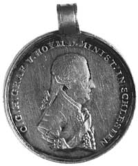 medal z uchem, nie sygnowany, b.d., poświęcony hrabiemu von Hoym- ministrowi króla Fryderyka II, A..