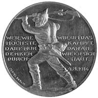 medal sygnowany Fr. EUE, wybity w 1914 r., poświęcony Hollwegowi von Bethmann, Aw: Popiersie ofice..