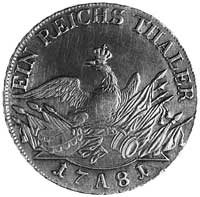 talar 1781, Berlin, Aw: Popiersie i napis, Rw: Orzeł na sztandarach i napis, Schr.467