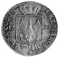 4 grosze (1/6 talara) 1797, Berlin, Aw: Popiersie i napis, Rw: Tarcza herbowa i napis, Schr.67