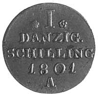 1 szyling 1801 A, Gdańsk, Aw: Monogram pod koroną, Rw: Napis, Schr.124, bardzo rzadki w tym stanie..