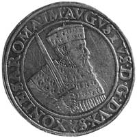 talar 1555, Annaberg, Aw: Popiersie z mieczem i napis, Rw: Ozdobna tarcza herbowa i napis, Merseb...