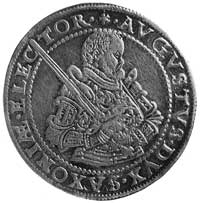 talar pośmiertny 1586, Aw: Półpostać z mieczem i napis, Rw: Poziomy napis w 8 wierszach, Merseb.70..