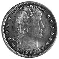 25 centów 1898, Filadelfia, Aw: Głowa Wolności w prawo, wokół napis, data i gwiazdki, Rw: OrzełAme..