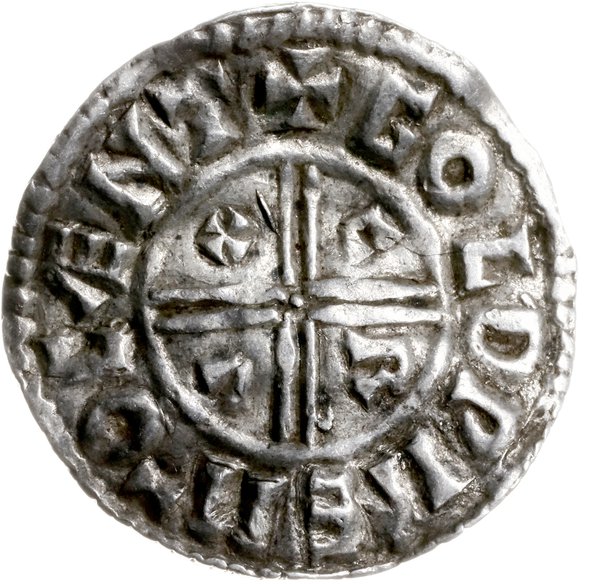 denar typu crux, 991-997, mennica Canterbury, mincerz Goldwine