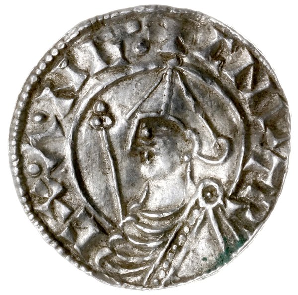 denar typu pointed helmet, 1024-1030, mennica Winchester, mincerz Wine