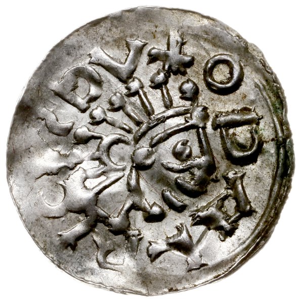 denar 1012-1034, mennica Praga; Aw: Popiersie w 